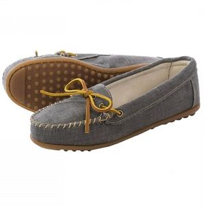 Minnetonka Canvas Moccasin, Black, 9M, Tie, NEW